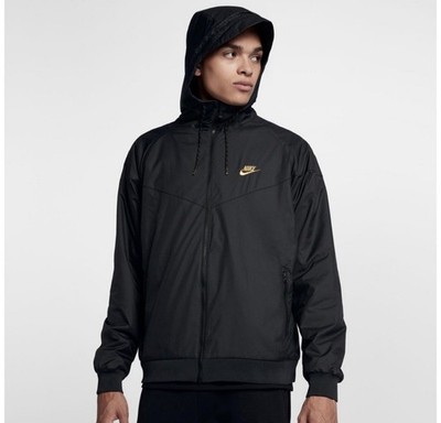 Nike Vintage Super Rare Heavy Windrunner Winterized Nylon Jacket Coat Black