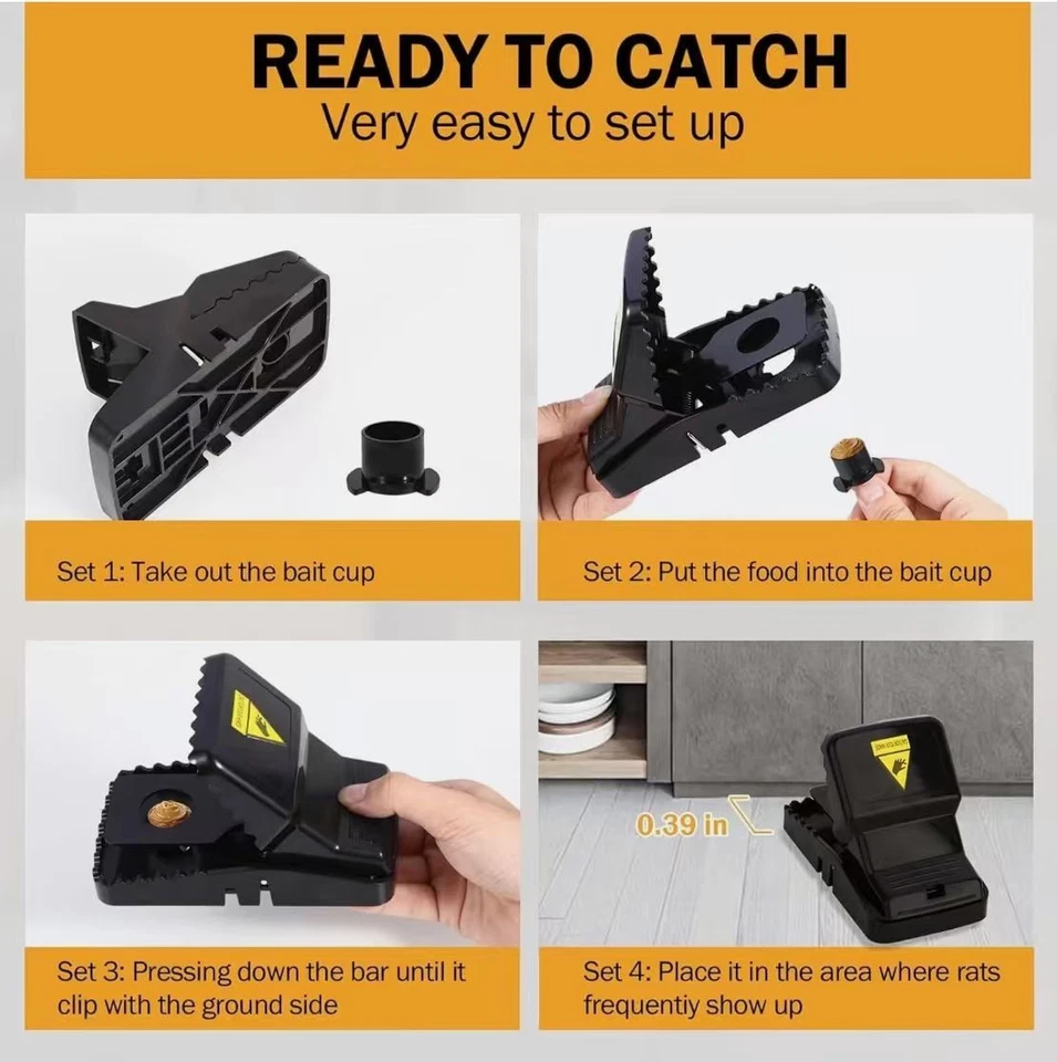Paquete de 6 trampas grandes para ratones asesino trampa a presión reutilizable para ratones rata topos ardilla Foto 2 de 4