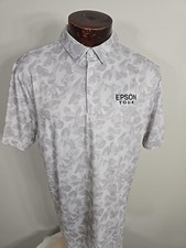 Adidas Mens Large Gray Black Floral Abstract Short Sleeve Golf Polo Shirt