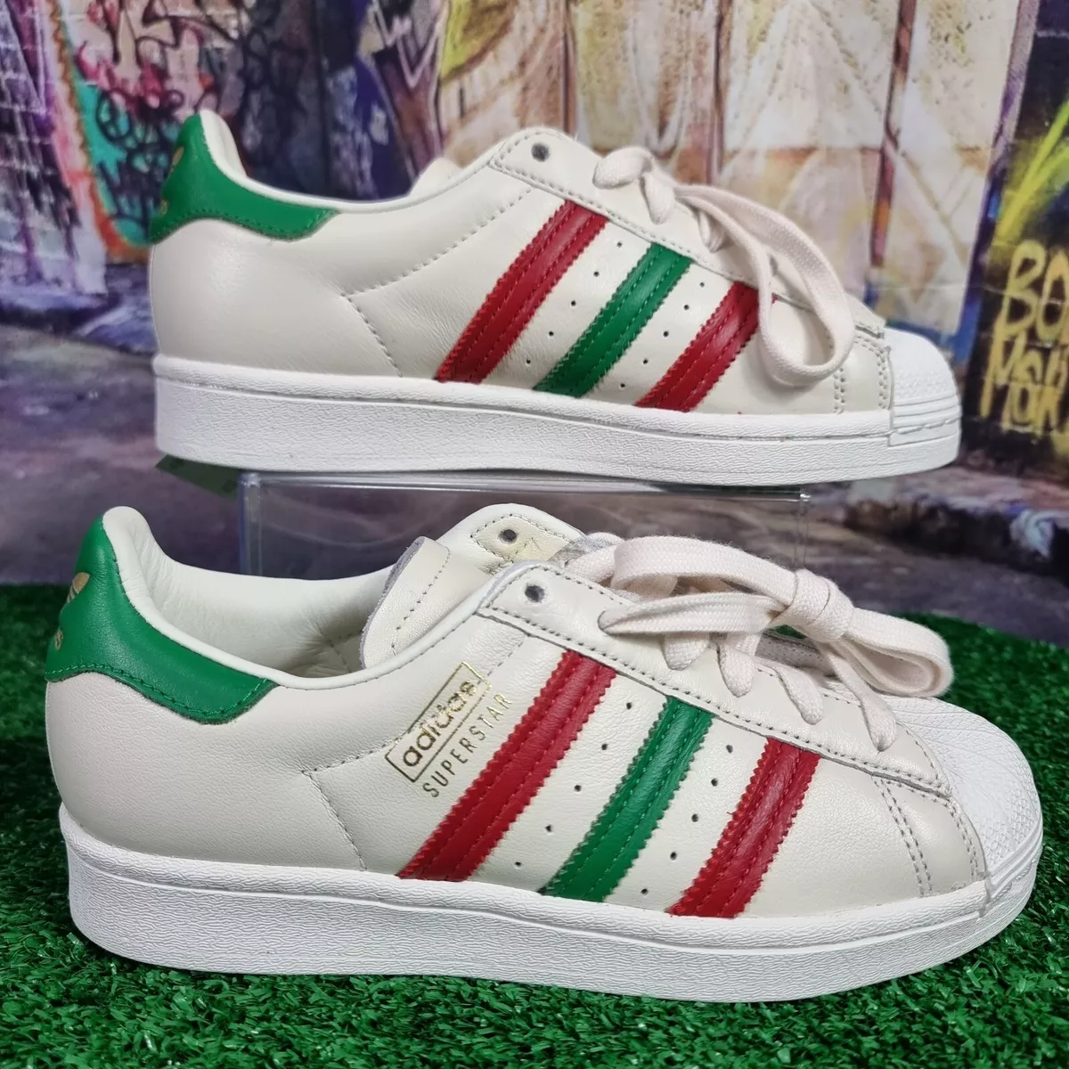 Adidas superstar best sale green and red