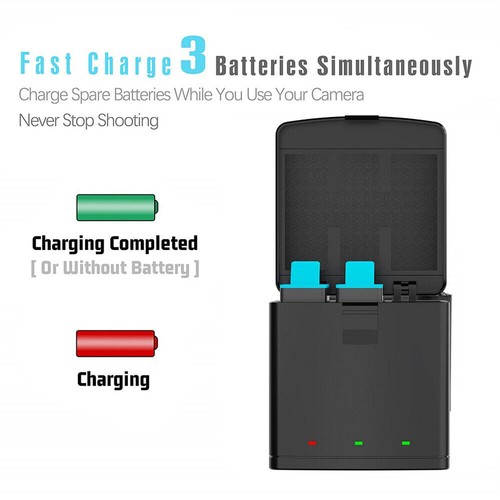 Berceau Chargeur Alimentation Batterie Rapide 3 Emplacements pour GoPro Hero 9 10 11 12 Noir - Photo 2 sur 4