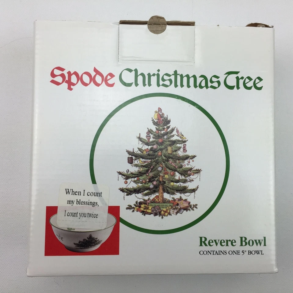 Spode Christmas Tree Porcelain China Revere Bowl Box When I Count Blessings - Image 2 of 4