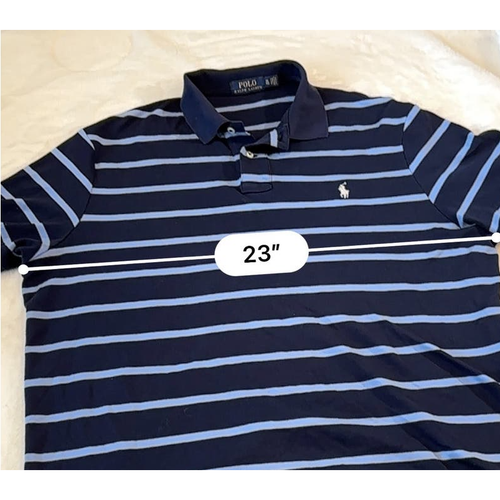 Polo Ralph Lauren Polo Shirt Mens Blue Striped 100% Cotton Vtg | Size XLarge - Picture 5 of 7
