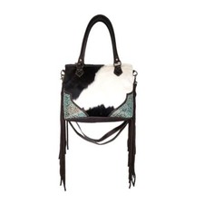 Myra Bag Sierra Hand Tooled Hairon And Leather Shoulder Purse Or Crossbody