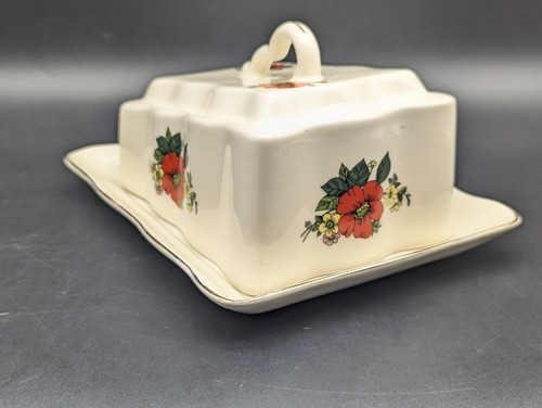 Vintage Butter Dish w/ Lid Made In Romania 7.5"×6"×3.5" Cream Floral/ Gold Trim - Picture 5 of 19