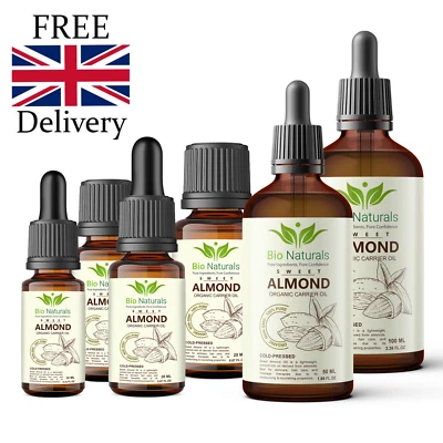 BIONATURALS Pure Sweet Almond Oil for Skin & Hair, Natural Carrier Oil, 100% Cold-Pressed UK