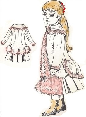 Antique Doll Jacket Dress sewing PATTERN in 3 diffrent  U- pick size 5018