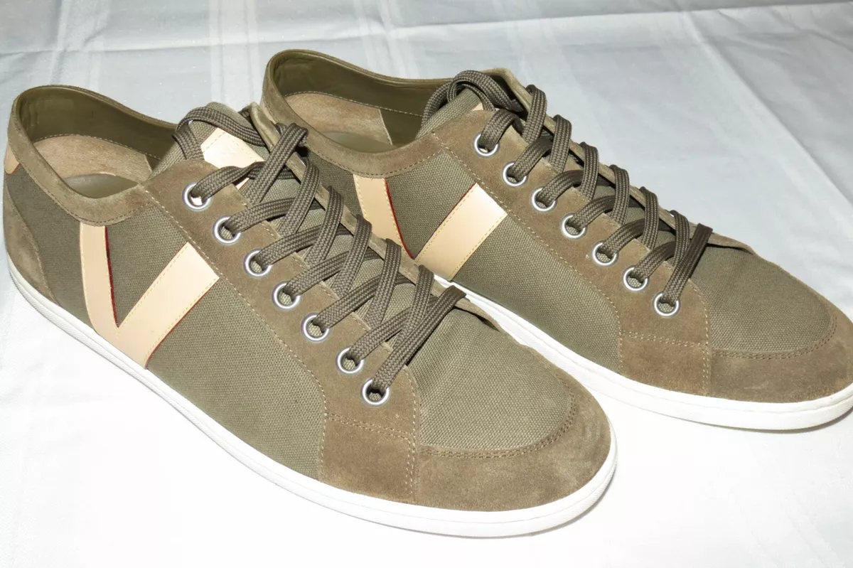 Men's Louis Vuitton Suede Dark Green / Peach V Sneaker Shoes - Size 9 ~