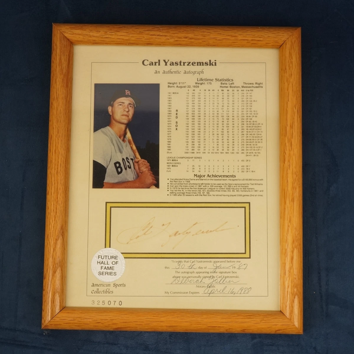 Carl Yastrzemski MLB Original Autographed Photos for sale | eBay
