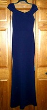 Juniors WINDSOR Long Formal Navy Blue OffShoulder Fitted DRESS Sz Small ExcCond