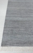 10x14 Grey Wool & Silk Indo Savannah Grass Look Hand Knotted Soft Quality Rug