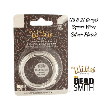 Wire Elements SQUARE Silver Plated Wire by Beadsmith (18 & 21 Gauge)