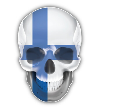 Finland Flag Human Skull Car Bumper Sticker Decal