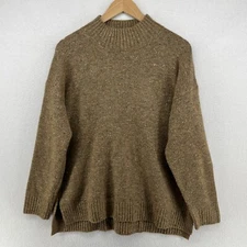 WELL WORN Sweater Womens L Wool Blend Mock Neck Marled Jumper Pullover Brown
