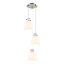 Innovations Newton-B 3Lt 8" CM Pendant, 10" Cpy, SN/WH - 113-410-1PS-SN-G412-8WH