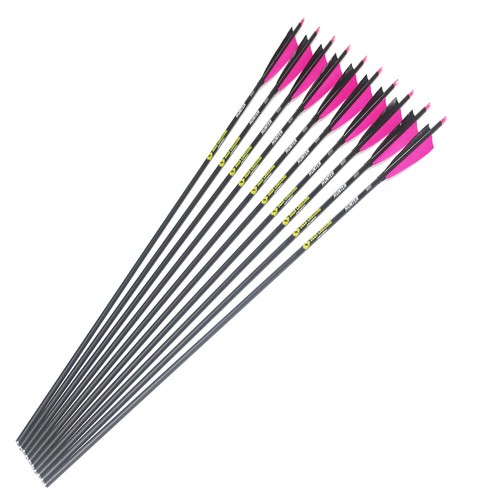 Archery Carbon Arrows Spine300-600 ID6.2mm Traditionl Bow4" Turkey Feather 12pcs