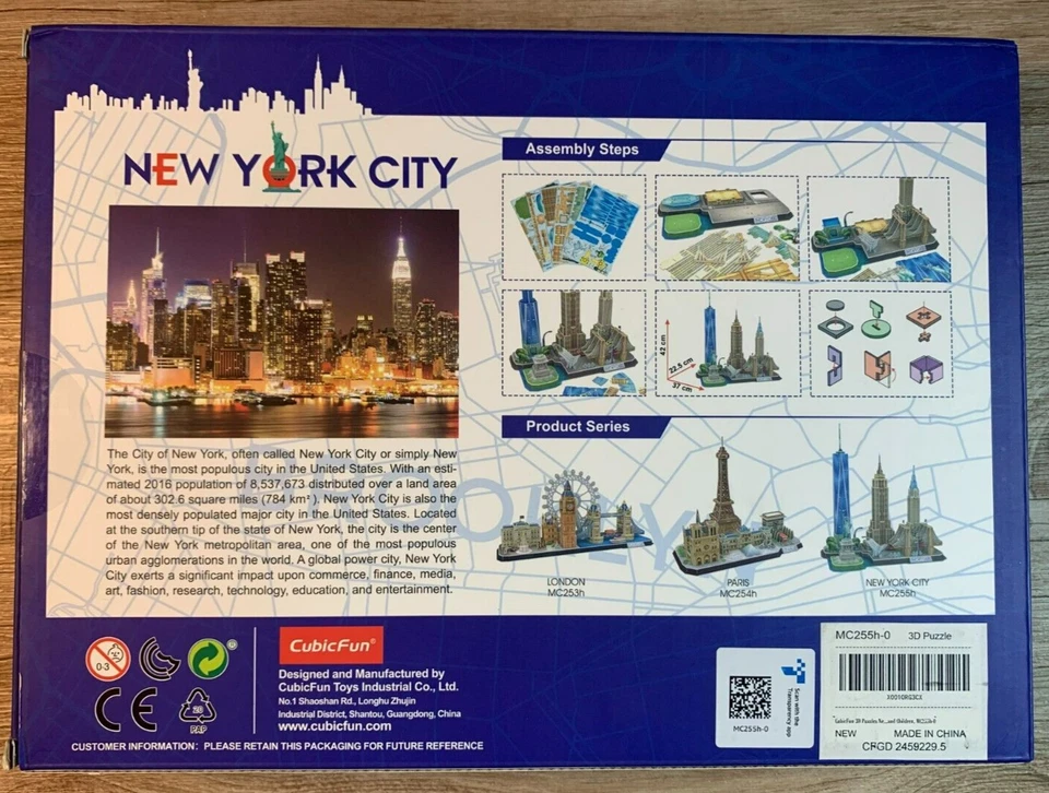 Cubic Fun 3D Puzzle City Line New York City Hobby Puzzle New in Box-123 Pieces - Image 2 of 2