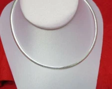 STERLING SILVER PLATED 18 INCH 4MM DOMED  OMEGA  NECKLACE CHAIN