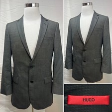 HUGO BOSS Alkonin/Hol Charcoal Gray Super 120s 2-Button Men s 40R Blazer Jacket