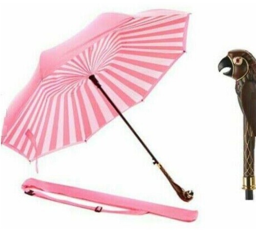 Disney Broadway Mary Poppins Parrot Head Adult PINK WHITE Umbrella New INVERTED