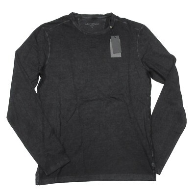 John Varvatos Men's Black Chester Solid Crew-Neck Long Sleeve T-Shirt
