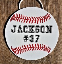 PERSONALIZED BASEBALL SIGN Name Team Wall Art Door Hanger Plaque Decor NAME