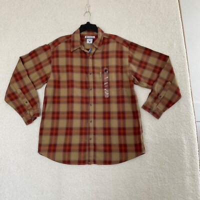 Columbia Shirt Men's Large Brown Fall Colors Plaid Button Up Long Sleeve  NWT/NOS | eBay