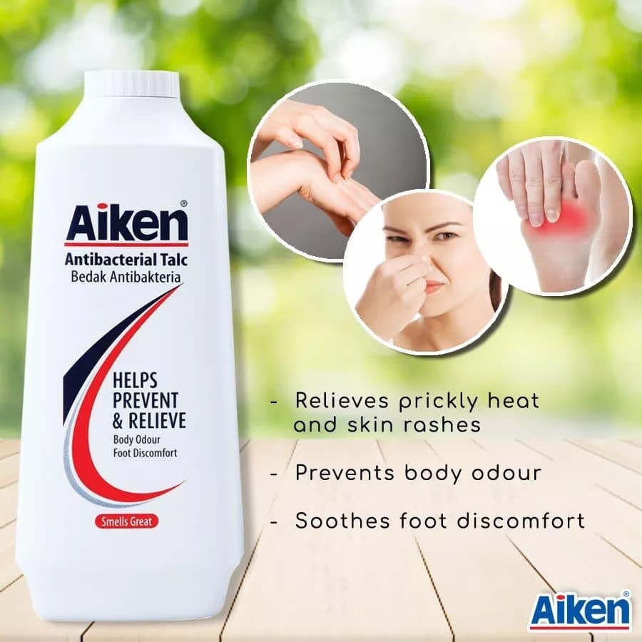 AIKEN ANTIBACTERIAL MEDICATED TALCUM POWDER (300G) FAST SHIPPING