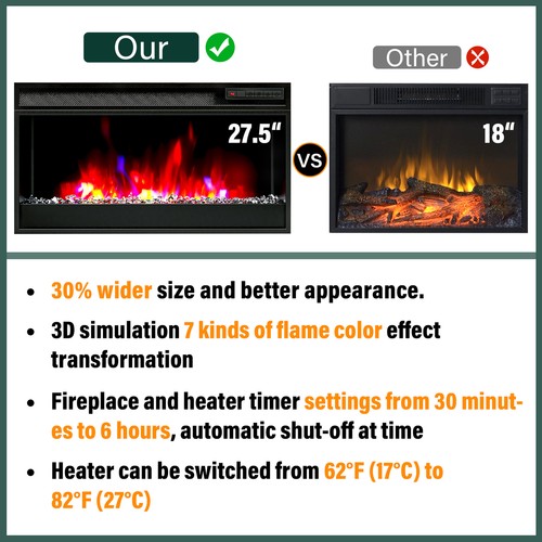 TC-HOMENY RGB LED TV Stand with 27" Fireplace for 75" TV Entertainment Center - Picture 11 of 15