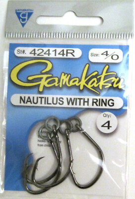 Five (5) Packs Gamakatsu Ringed Nautilus Circle Fish Hooks 42414R Size 4/0
