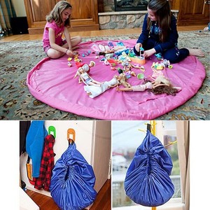 Portable Storage Bag Kids Baby Toy Round Play Game Mat Building Blocks Organizer
