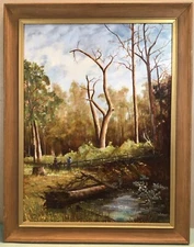 P Lewis  Landscape Framed Oil Painting Circa 1960s