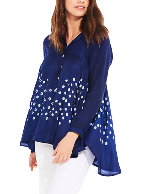 ROBERTA ROLLER RABBIT Damen Navy Sol Top Zig Zag Shibori Punkte Gr XS 275 $ Neu