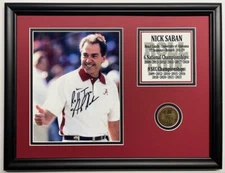 Nick Saban Alabama Football Framed Photo Tribute w/ Plaque and Coin