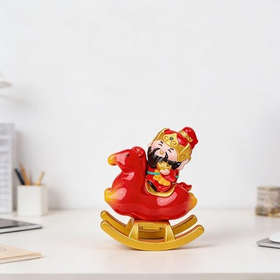 Cai Shen Statue, Schreibtisch-Glücksbringer aus Kunstharz, für Bücherregal,