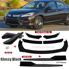 For Honda Accord Sedan Front Bumper Lip Spoiler Splitter Kit+Side Skirt+Rear Lip