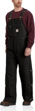 Carhartt Men's Firm Duck Insulated Bib Overall, Black, Size L Short