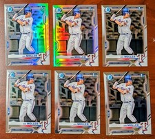 Lot of (6) IAN MOLLER 1ST 2021 Bowman Draft Chrome w/ 2 Refractor Rangers Rookie