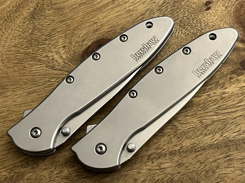 Kershaw Leek 1660, 1660ST Assisted Flipper Pocket Knives Plain & Combo Lot Of 2 - Image 3 of 4