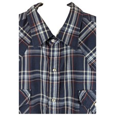Plains Western Wear Pearl Snap Shirt Mens size XL Blue Plaid Short Sleeve