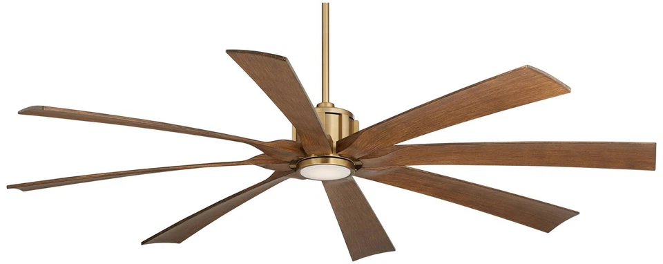 70" Possini Defender Soft Brass Koa Damp LED Ceiling Fan with Remote - Image 2 of 4