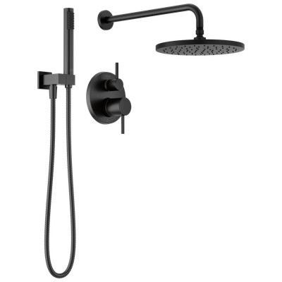 Delta Shower w/ Raincan, Hand Shower & Valve Matte Black-Certified Refurbished