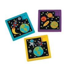 Fun Express Space Slide Puzzles 12-Pack - 2.5 in Mini, Multicolor Party Favors