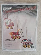 Rare Vintage Bucilla Jeweled Felt Christmas Ornaments Kit 1879 - Pull Toys