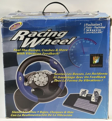 Intec Racing Steering Wheel & Chrome Style Pedals G5825 Xbox GameCube PS2