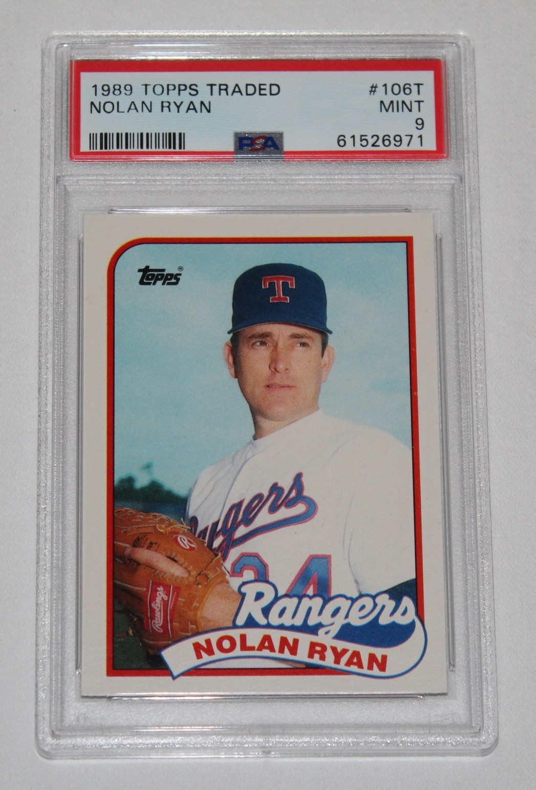 1989 Topps Traded Baseball Card #106T NOLAN RYAN Texas Rangers Graded PSA 9 MINT