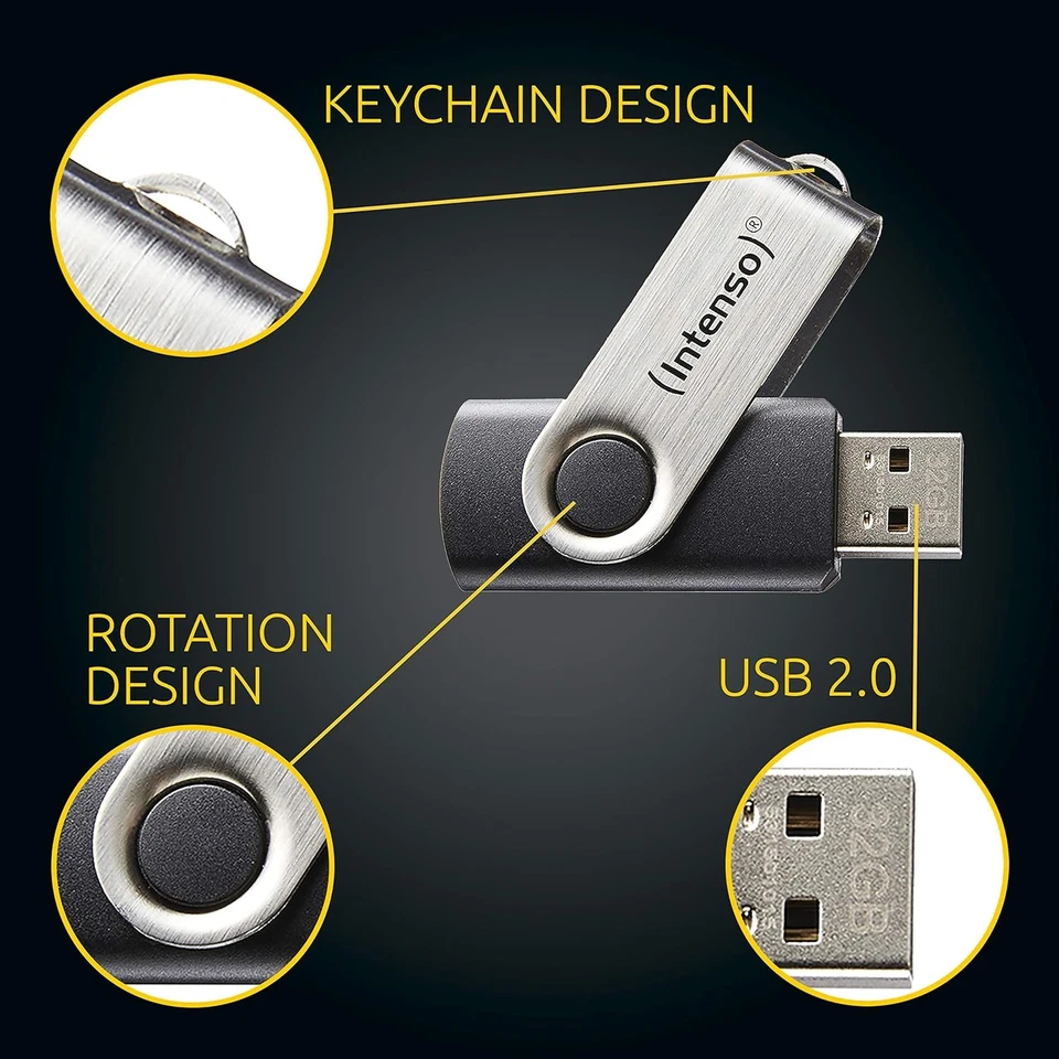 Intenso Basic Line - Flash Drive 8 GB - USB 2.0, Silver/Black - Image 4 of 4