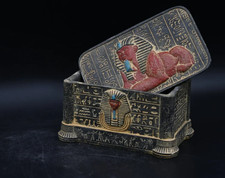 HANDMADE ANCIENT EGYPTIAN Sphinx and King Tut Multi-Color Box (BS)