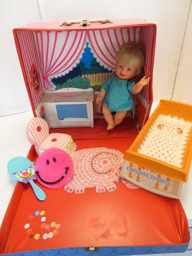1965 Mattel Cheerful Tearful Nursery Case & Doll with some Accessories