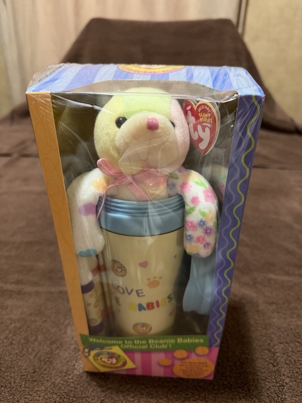 Ty 2004 Bits The Bear Beanie Baby Travel Mug Activity Kit Complete Display Case